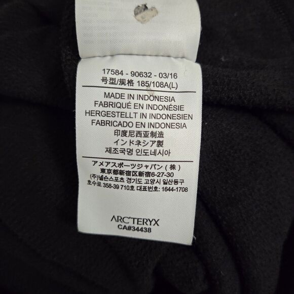 Arc'teryx Men's Large Delta LT Half Zip Waffle Polartec Fleece Black Base Layer - Picture 6 of 8